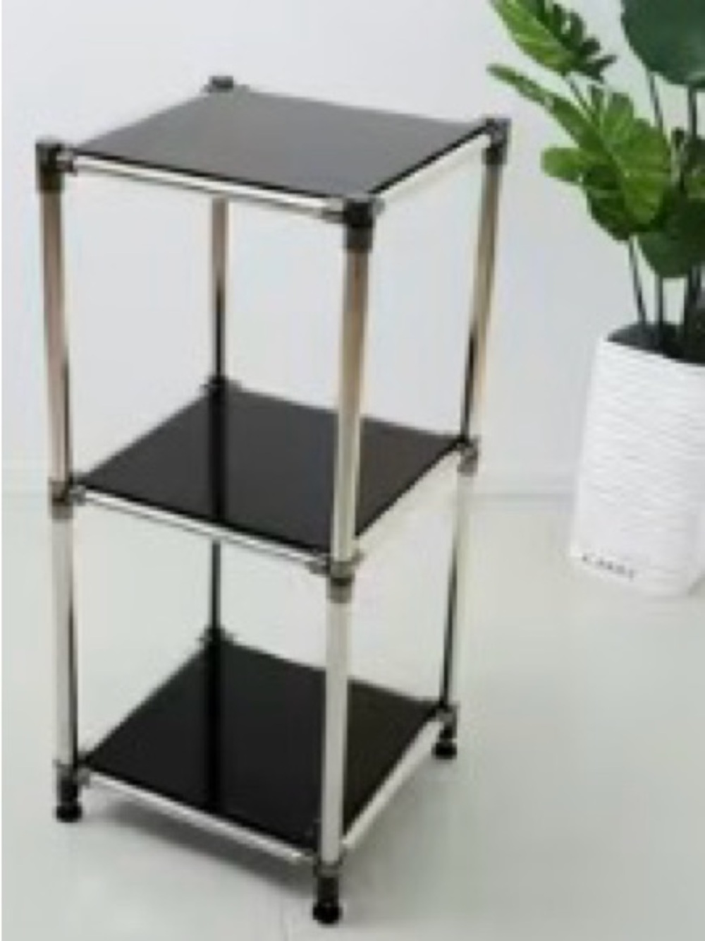 Modern Industrial Chrome Stainless Steel Storage Shelf + Optional Castor Wheels